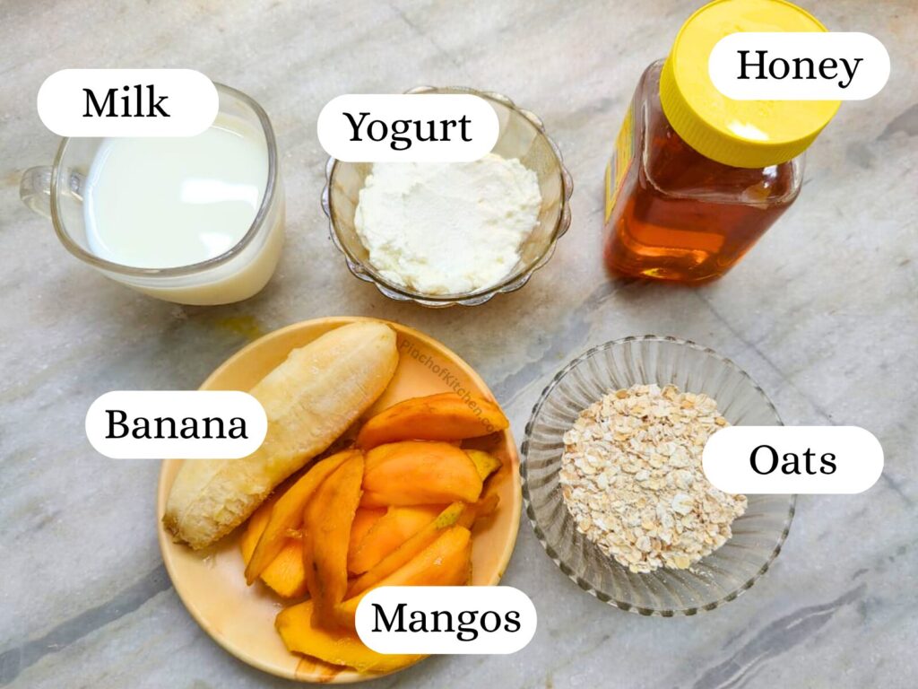 Ingredients of mango smoothie