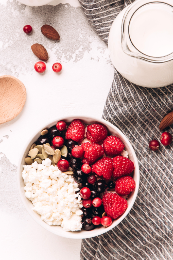 Cottage Cheese With Nut and Berries - high calorie snacks