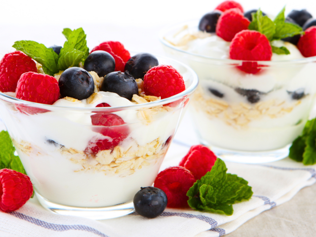 yogurt with berries - high protein high fiber snacks